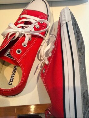 Converse Red Low Top Canvas Sneakers with White Trim